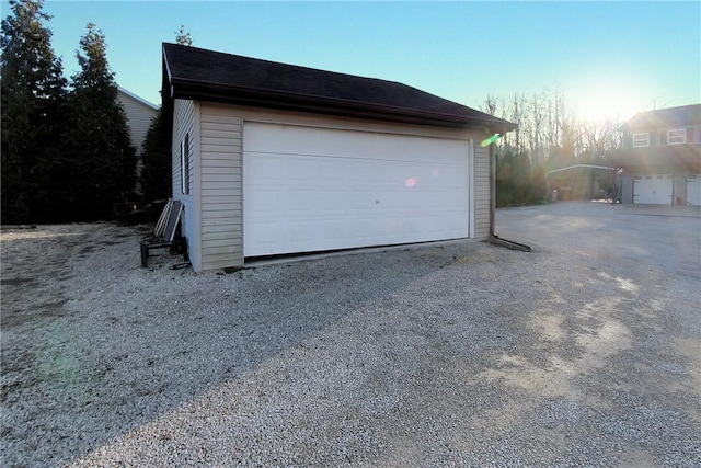 view of detached garage