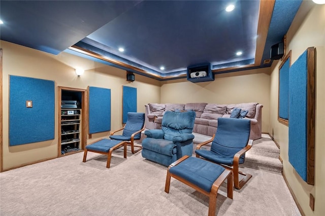2 Rosewood Ct, Paris, IL 61944 - carpeted home theater room with a raised ceiling