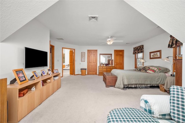 2 Rosewood Ct, Paris, IL 61944 - carpeted bedroom featuring ceiling fan and a textured ceiling