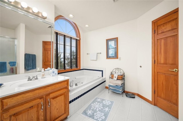 2 Rosewood Ct, Paris, IL 61944 - bathroom with vanity and shower with separate bathtub