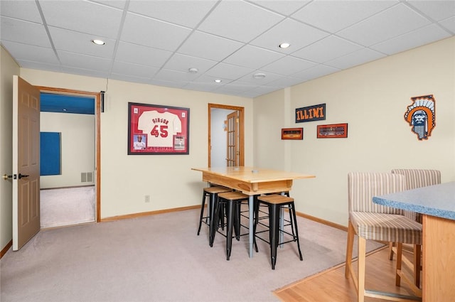 2 Rosewood Ct, Paris, IL 61944 - dining area featuring light carpet and a paneled ceiling