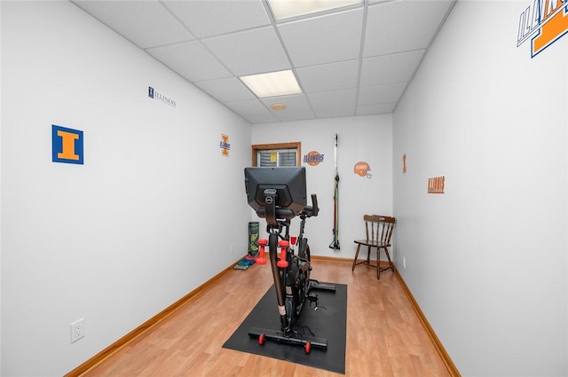 2 Rosewood Ct, Paris, IL 61944 - workout room with a drop ceiling and hardwood / wood-style floors