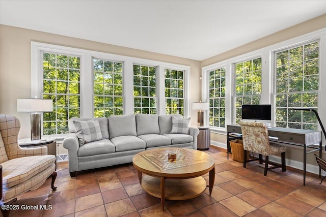 sunroom with baseboards