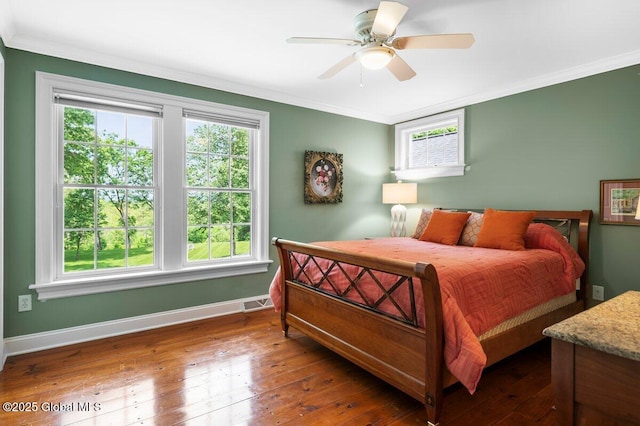 5 Winding Brook Dr, Saratoga Springs, NY 12866 - bedroom featuring crown molding, hardwood / wood-style flooring, and a ceiling fan