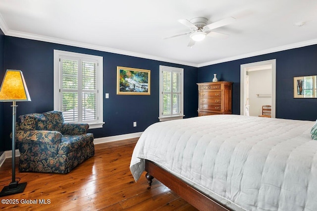 5 Winding Brook Dr, Saratoga Springs, NY 12866 - bedroom with hardwood / wood-style flooring, crown molding, and ceiling fan