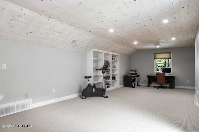 5 Winding Brook Dr, Saratoga Springs, NY 12866 - office space with built in features, carpet flooring, vaulted ceiling, recessed lighting, and a ceiling fan