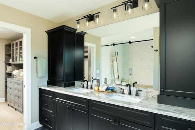 bathroom with dual bowl vanity