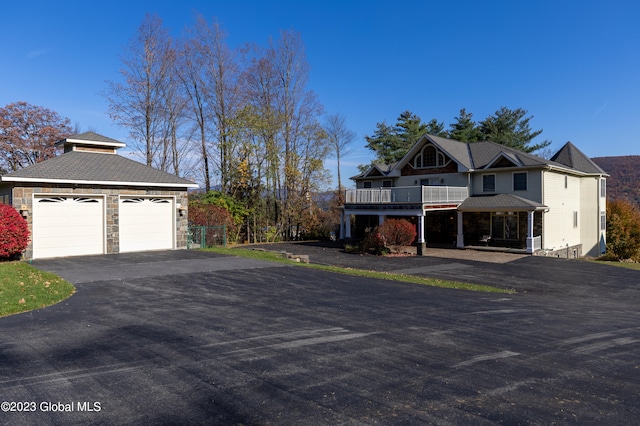 exterior space with a garage