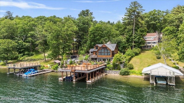 41 Trinity Rock Rd, Lake George, NY 12845 - dock area with boat lift and a water view