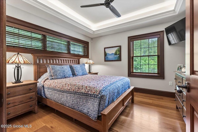 41 Trinity Rock Rd, Lake George, NY 12845 - bedroom with multiple windows, a tray ceiling, and wood finished floors