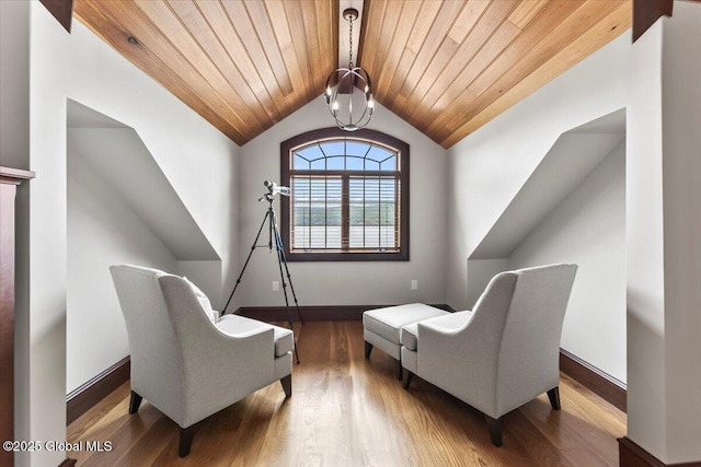 41 Trinity Rock Rd, Lake George, NY 12845 - sitting room featuring lofted ceiling, wood ceiling, and wood finished floors
