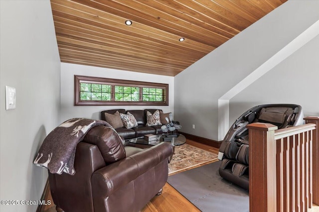 41 Trinity Rock Rd, Lake George, NY 12845 - living room with wooden ceiling, wood finished floors, and vaulted ceiling