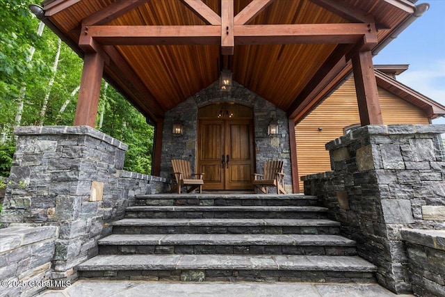 41 Trinity Rock Rd, Lake George, NY 12845 - doorway to property with stone siding