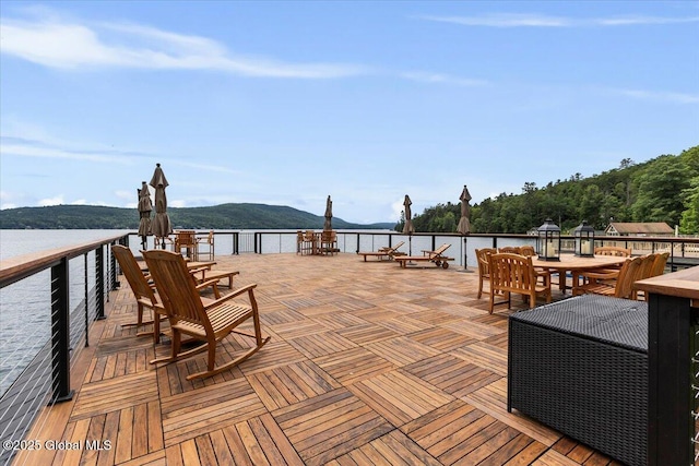 41 Trinity Rock Rd, Lake George, NY 12845 - wooden terrace featuring a water and mountain view