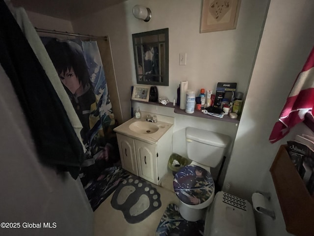 82 N Williams St, Whitehall, NY 12887 - full bathroom featuring vanity, a shower with shower curtain, and toilet