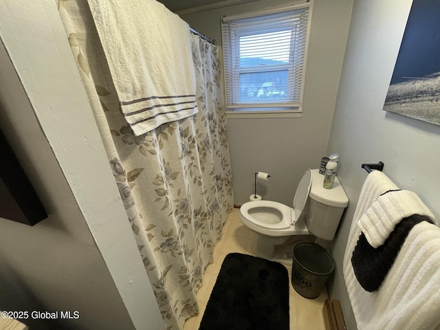 82 N Williams St, Whitehall, NY 12887 - bathroom featuring tile patterned flooring, a shower with shower curtain, and toilet