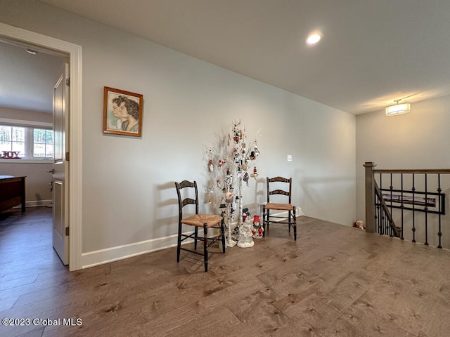 sitting room featuring hardwood / wood-style flooring