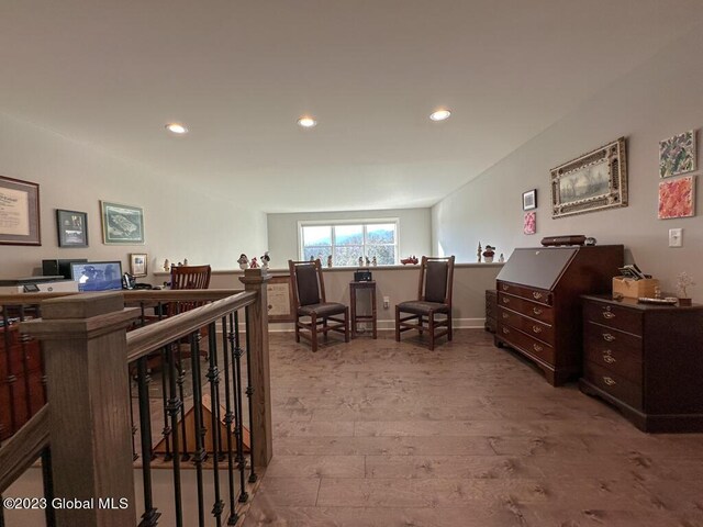 interior space with hardwood / wood-style floors