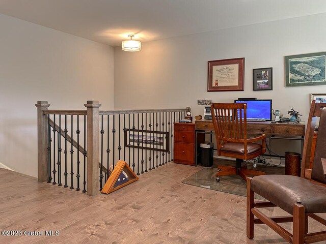 office space featuring hardwood / wood-style flooring