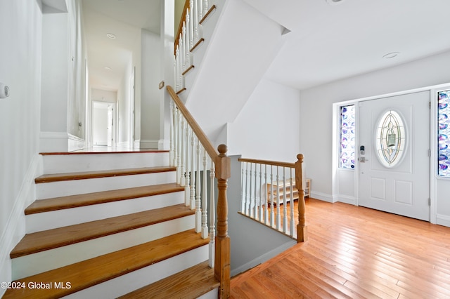 foyer entrance featuring light hardwood / wood-style floors