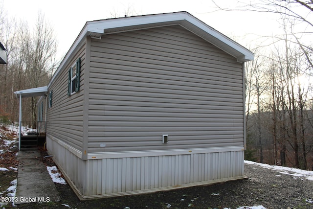 view of snowy exterior