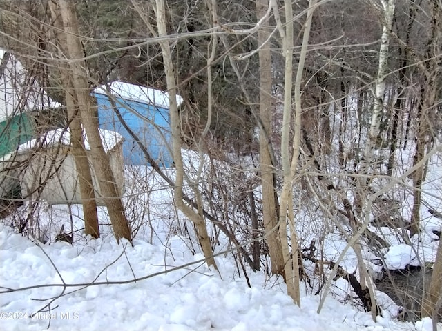 view of snow covered land