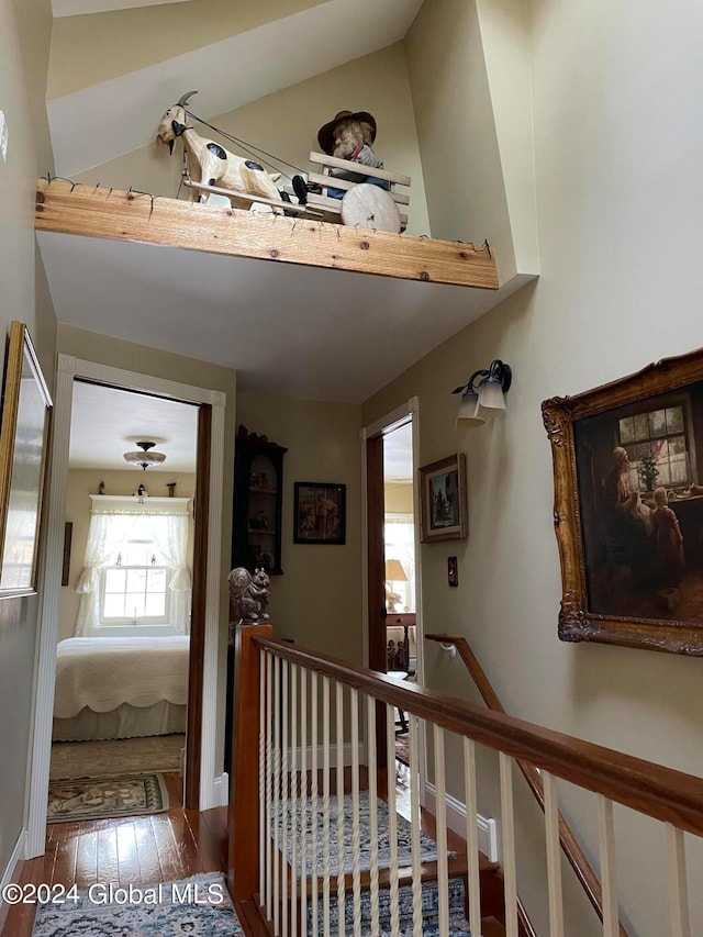 hall featuring dark wood-type flooring