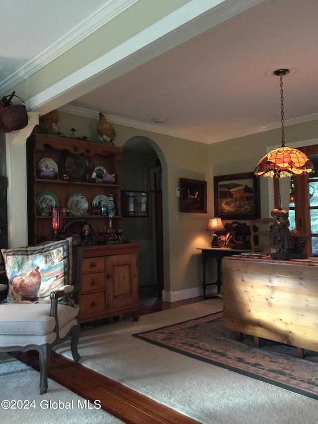 interior space featuring crown molding