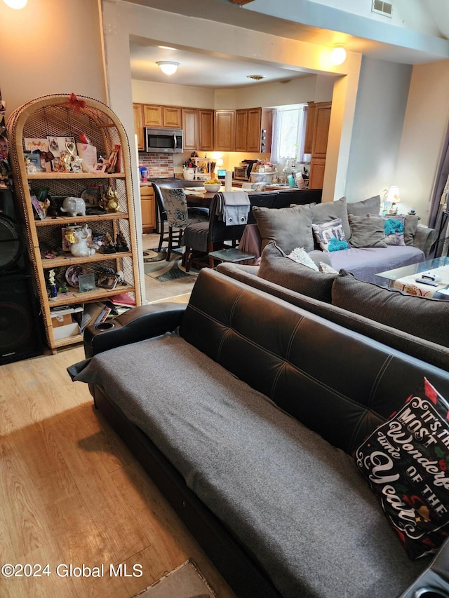 living room with light wood-type flooring