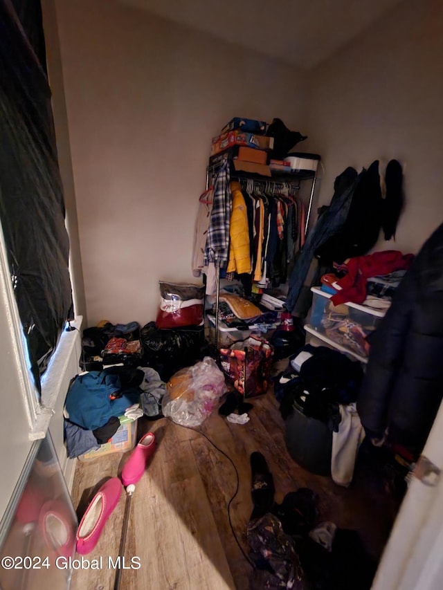 walk in closet featuring hardwood / wood-style flooring