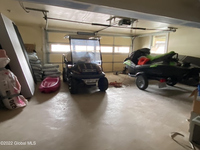 garage with a garage door opener