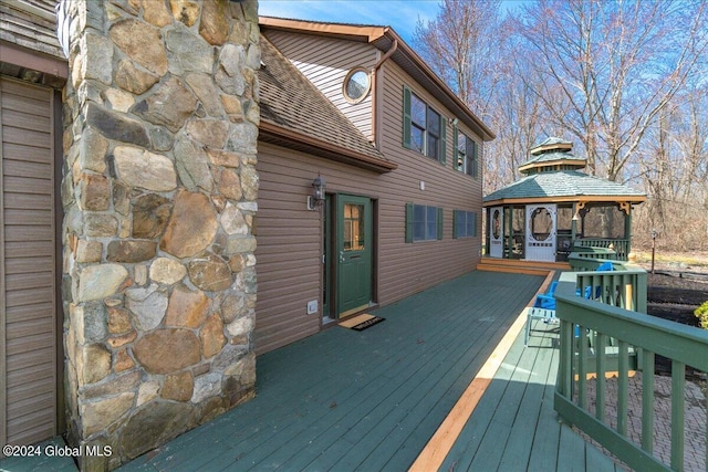 deck featuring a gazebo