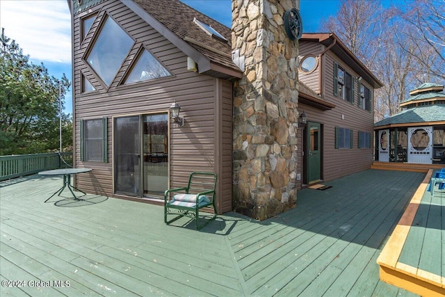 deck featuring a gazebo