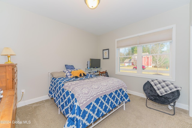 bedroom with baseboards and carpet flooring