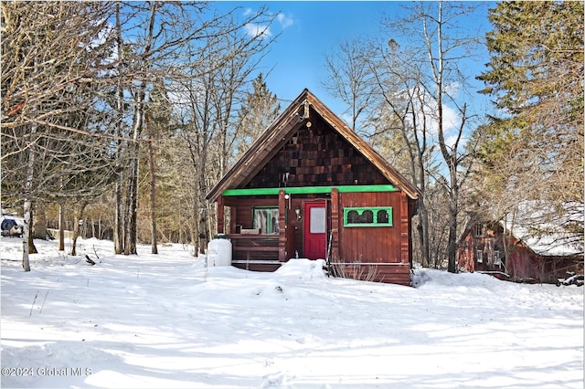 view of snow covered structure