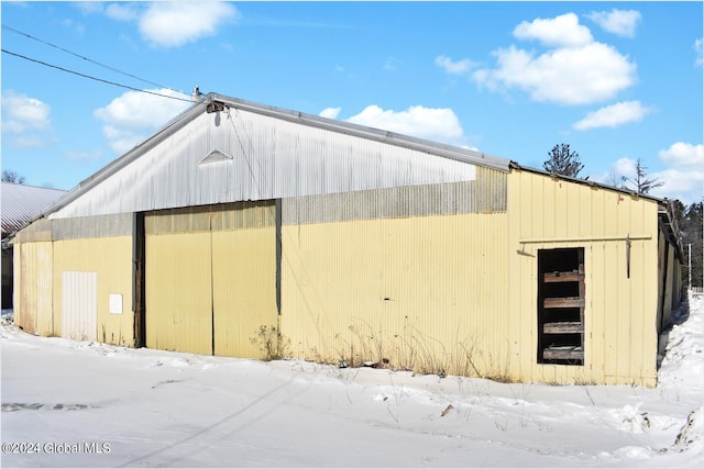 view of snow covered structure