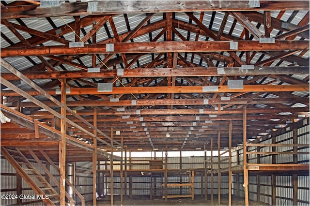 miscellaneous room featuring lofted ceiling