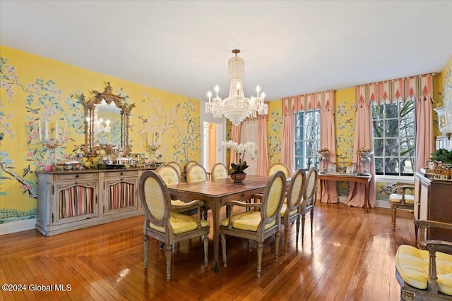 dining area featuring a chandelier