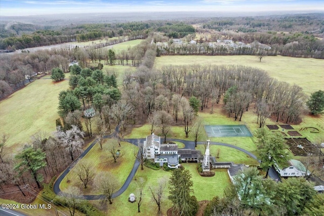 aerial view featuring a rural view