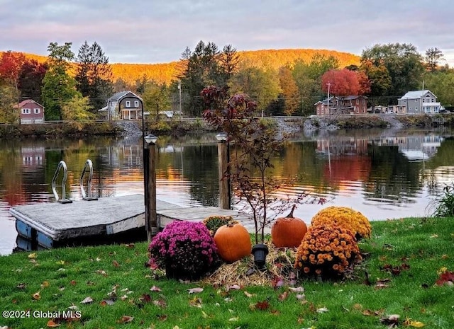 view of dock featuring a water view