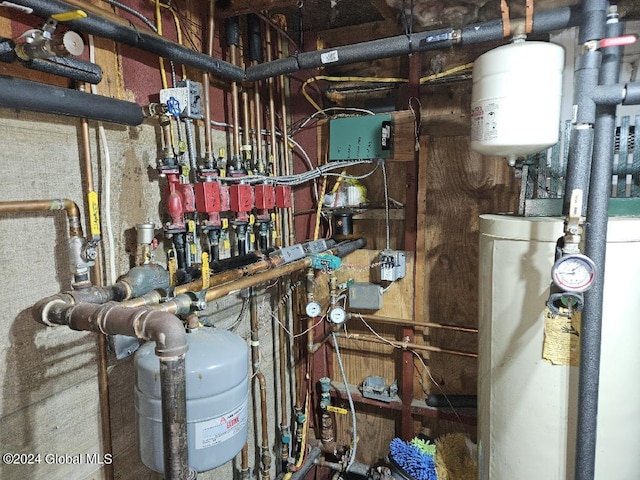 utility room featuring gas water heater