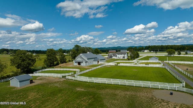 drone / aerial view with a rural view