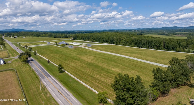 birds eye view of property featuring a rural view