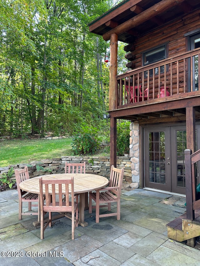 view of terrace featuring french doors