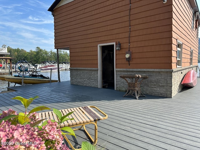 deck with a boat dock