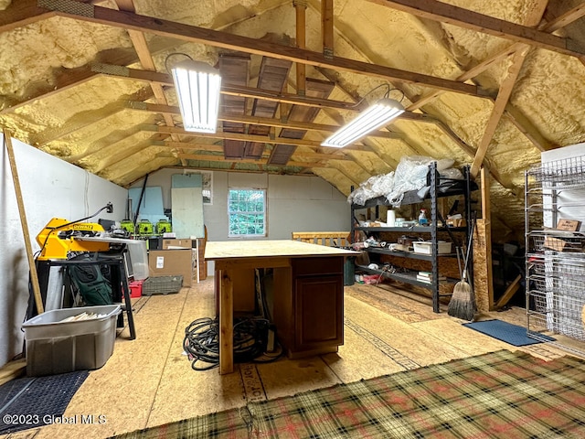 view of unfinished attic