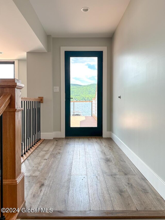 doorway to outside featuring light hardwood / wood-style flooring