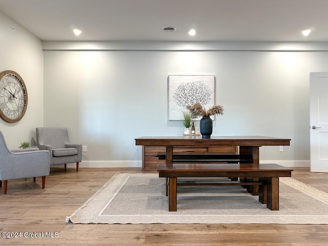 dining area with light wood-type flooring