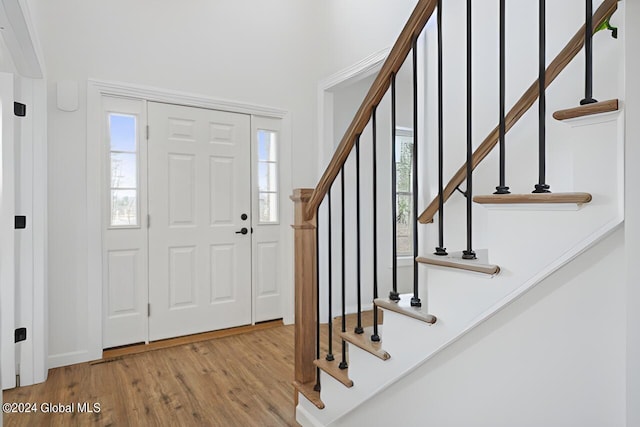 foyer with light wood-type flooring