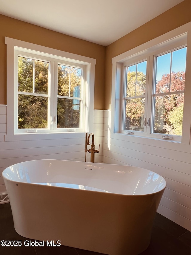 bathroom featuring plenty of natural light and a bathtub